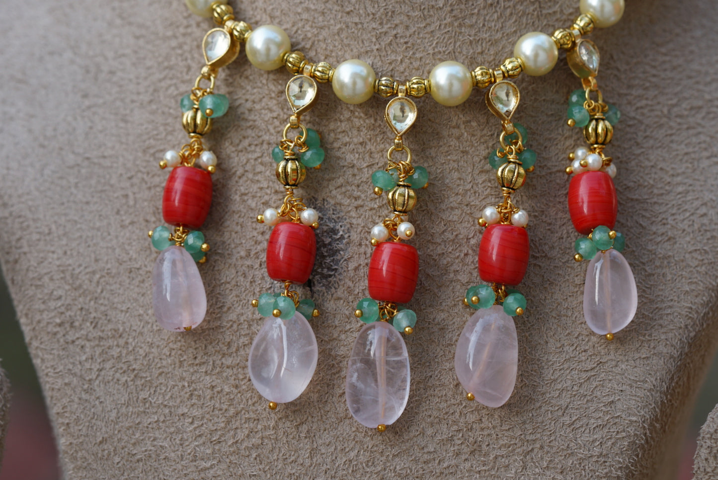 Kundan Beads necklace set (4-6684)(N)