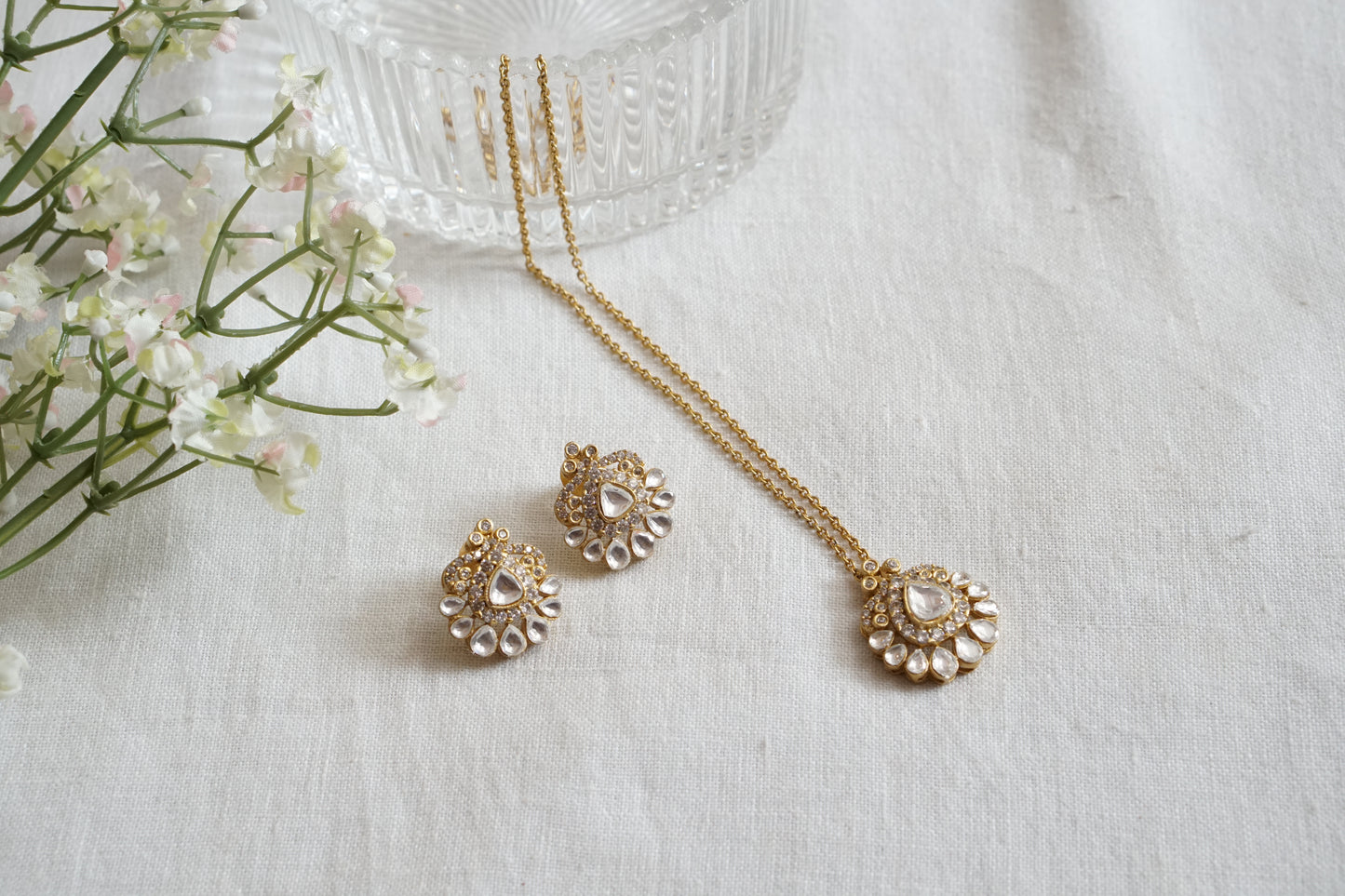 Polki Pendant set (4-8733)(B) - JEWELSTYLE