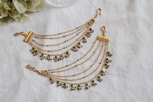 Kundan Beads Earchain(9-357)(A)