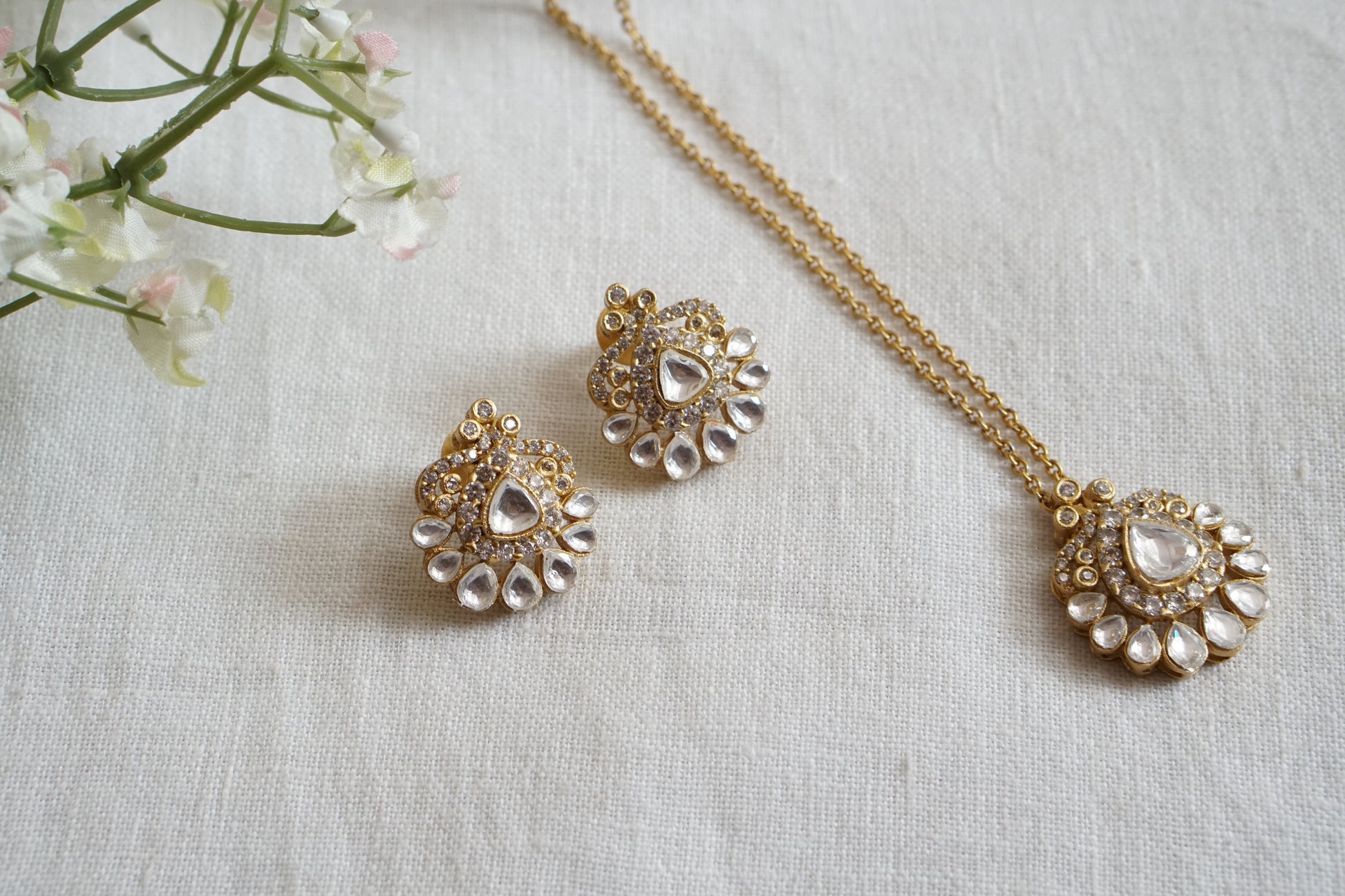 Polki Pendant set (4-8733)(B) - JEWELSTYLE