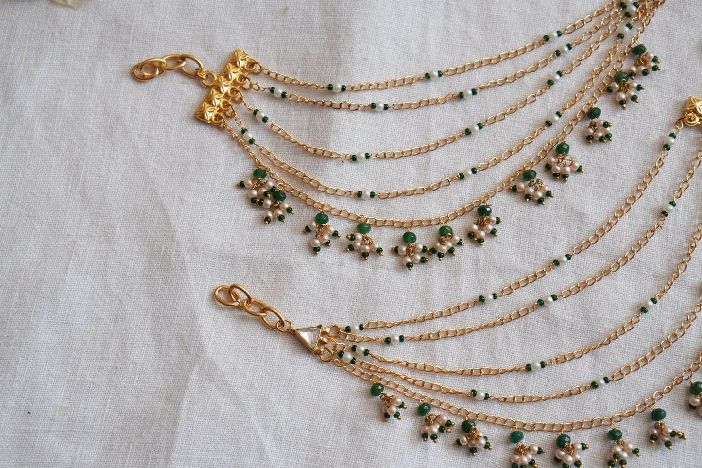 Kundan Beads Earchain(9-357)(A)
