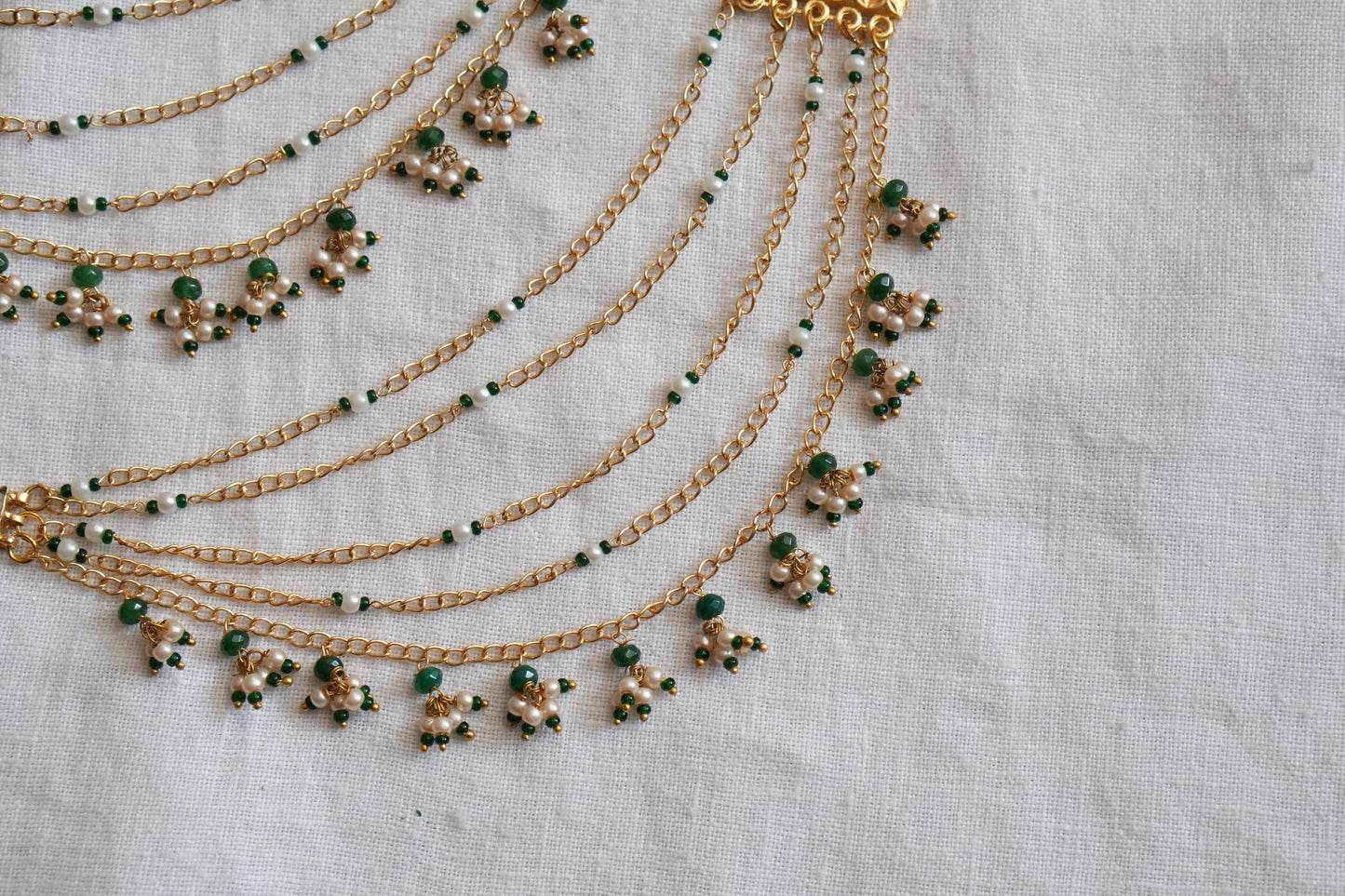 Kundan Beads Earchain(9-357)(A)