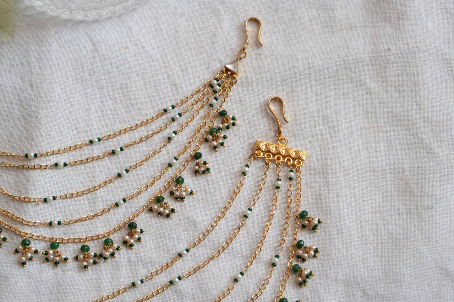 Kundan Beads Earchain(9-357)(A)