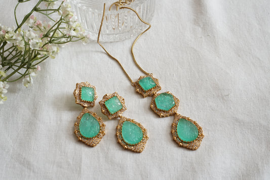 Green Stone Polki Pendant set (4-8738)(B) (Already discounted) - JEWELSTYLE