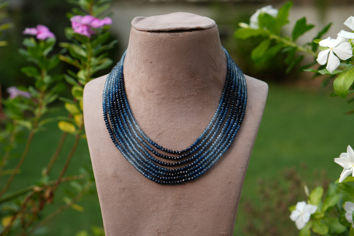 Blue beads Necklace  (4-9754)(Ex)