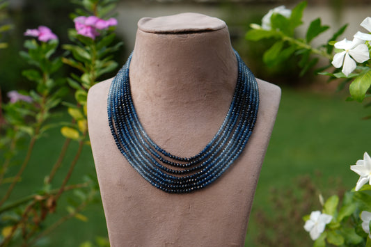 Blue beads Necklace  (4-9754)(Ex)