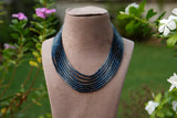 Blue beads Necklace  (4-9754)(Ex)