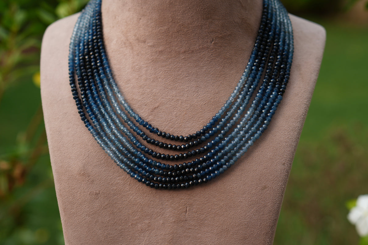 Blue beads Necklace  (4-9754)(Ex)