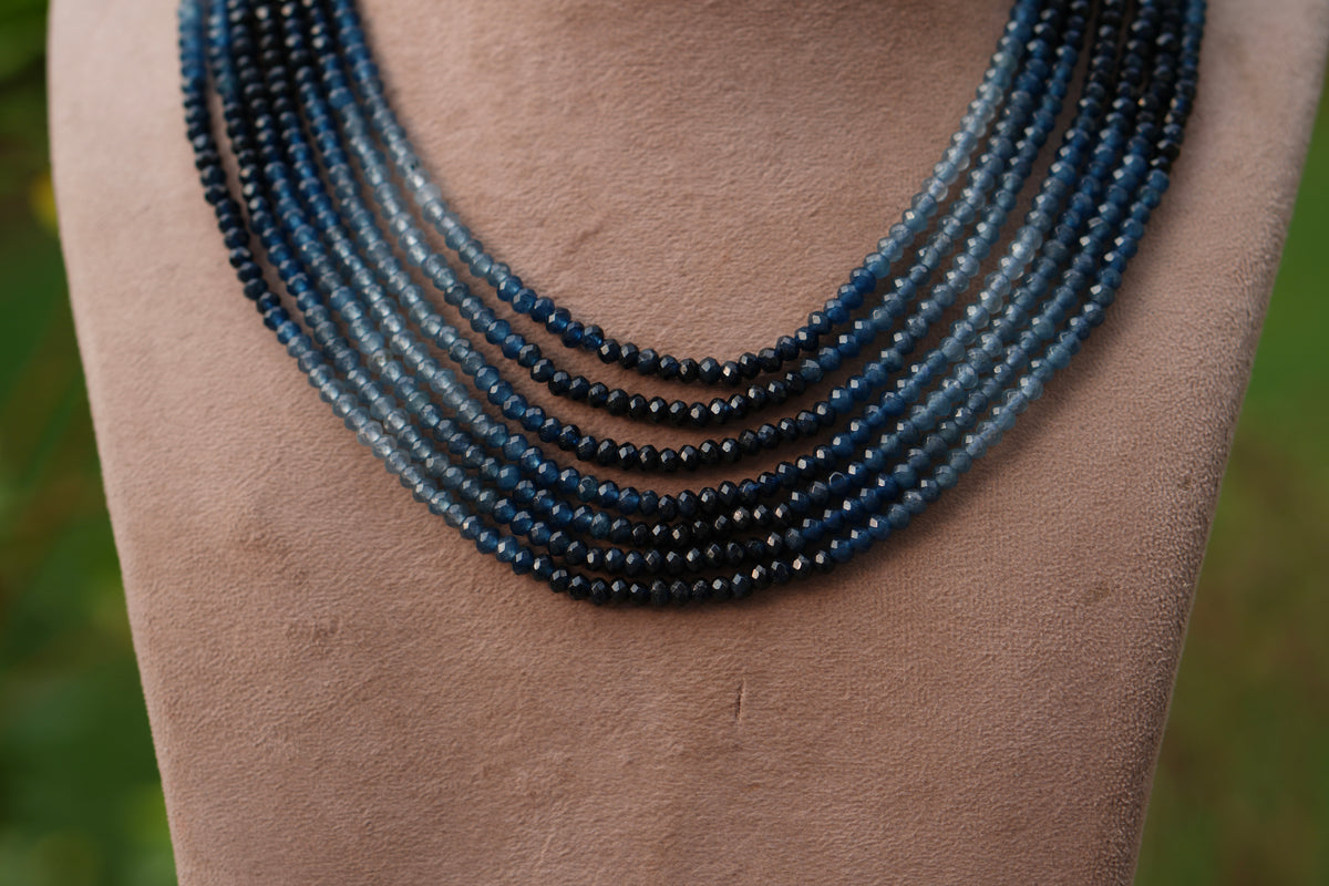 Blue beads Necklace  (4-9754)(Ex)