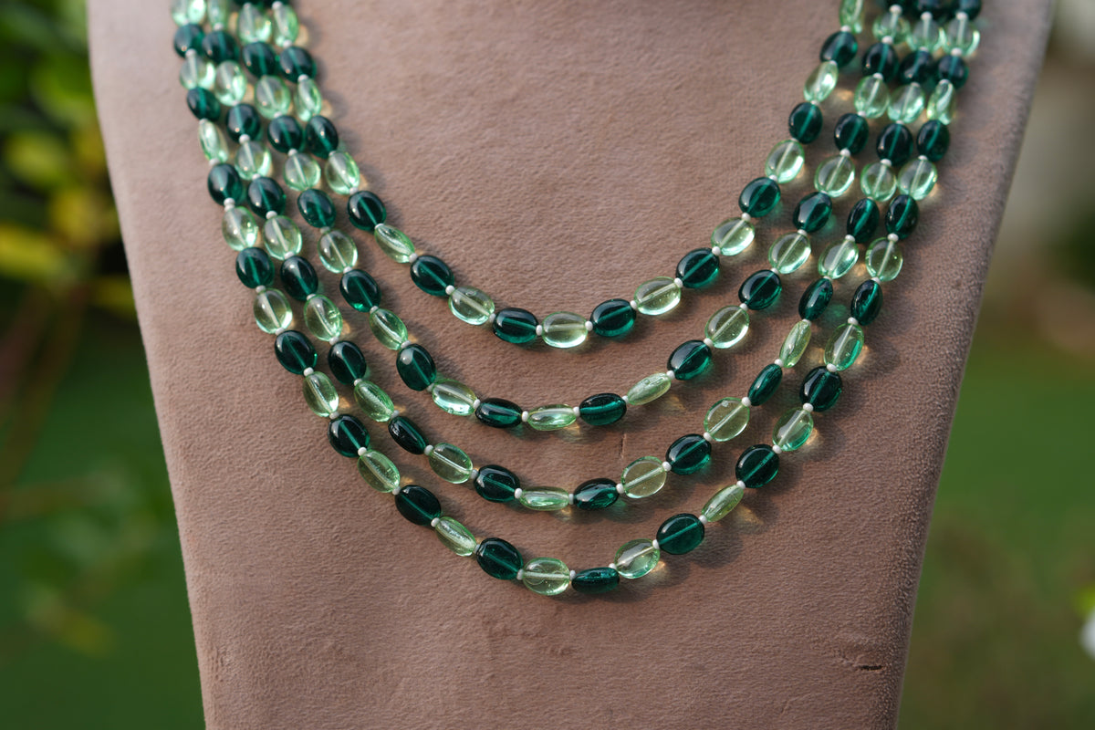 Green beads Necklace  (4-9753)(Ex)