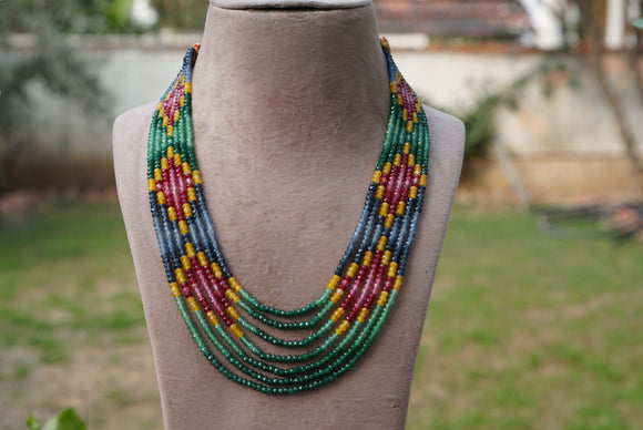 Multi Beads Necklace (4-7909)(K)