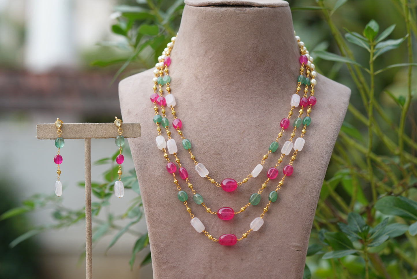 beads necklace set (4-6721)(N)