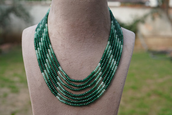 Green Beads Necklace (4-7908)(K)