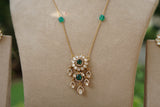 Green stone Polki Pendant Set (4-9476)(B)