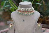 Kundan beads choker set (4-6714)(N)