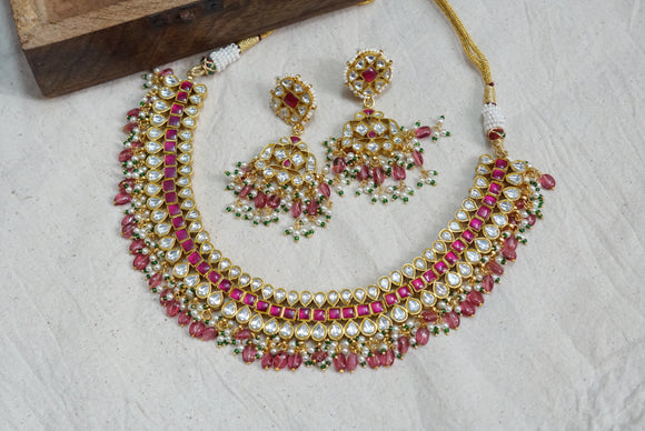 Kundan necklace set (4-5947)(R)(preorder)