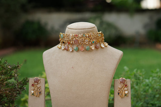Multi stone Choker Set (4-9478)(B)