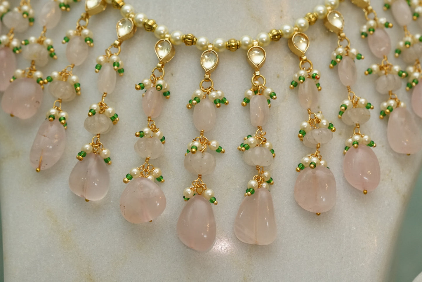 Kundan Beads necklace set (4-6698)(N)