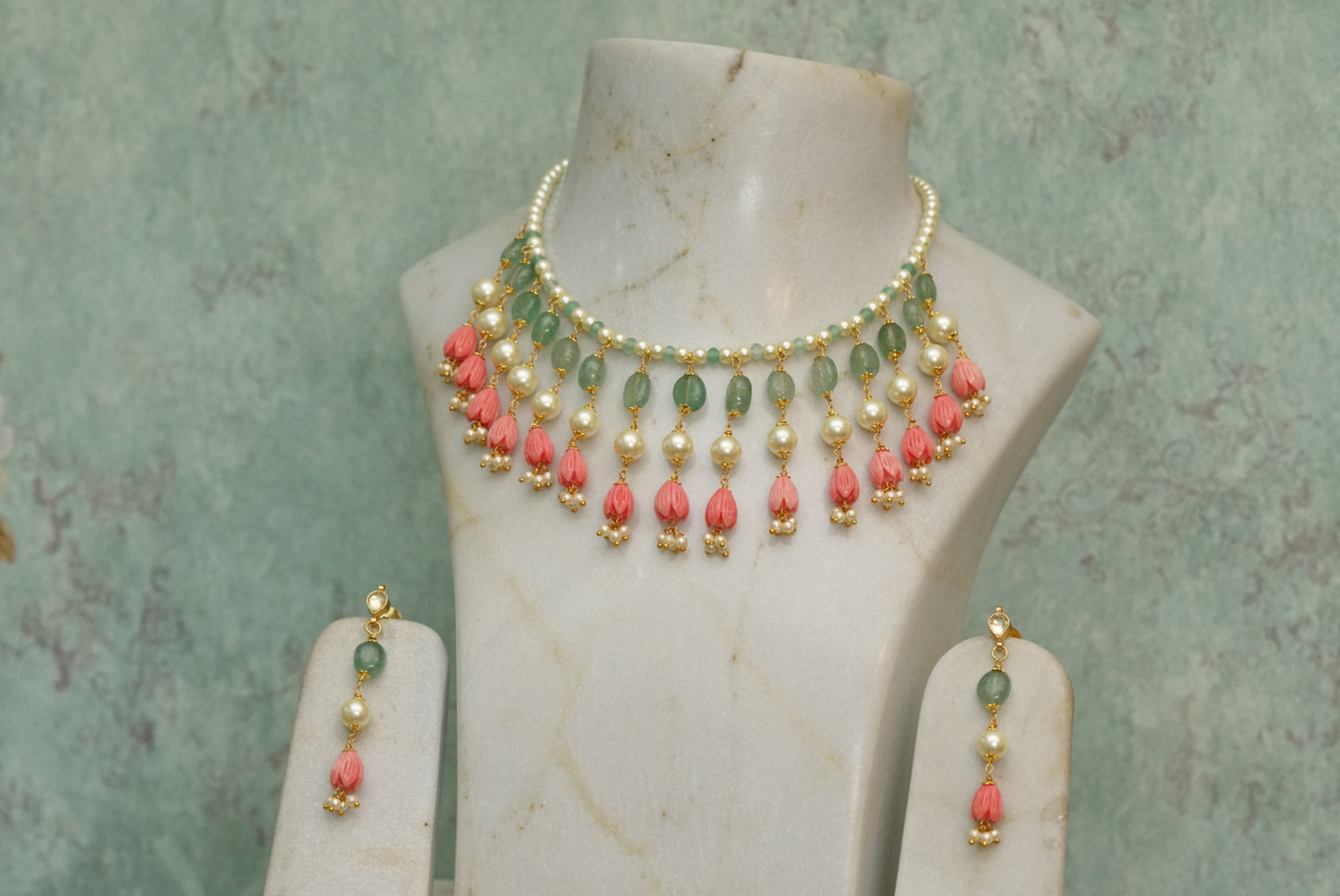 Kundan Beads necklace set (4-6697)(N)