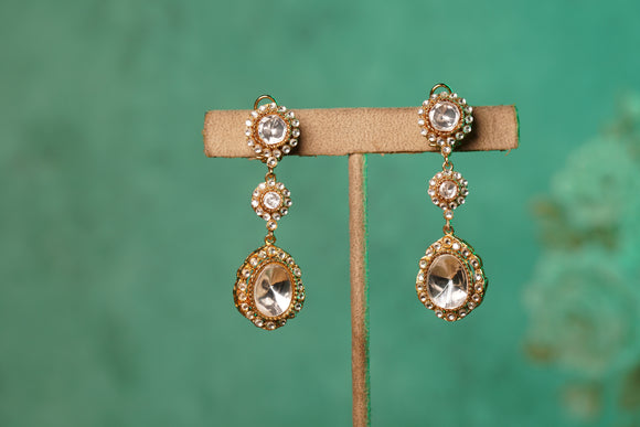 White Polki Earrings  (1-4269)(B)