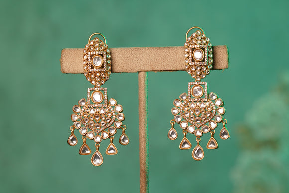 White Polki Earrings (1-4292)(B)