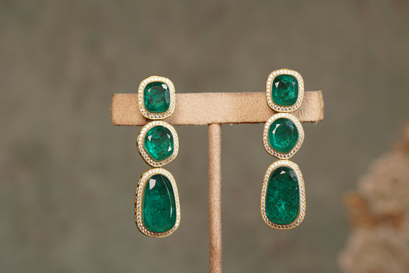 Green Doublet stone polki  Earring (1-4202)(B)