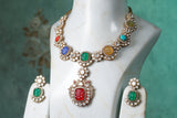 Navratan Polki Necklace Set (4-8361)(B)