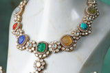 Navratan Polki Necklace Set (4-8361)(B)