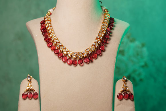 Kundan Necklace set (4-8126)(R)