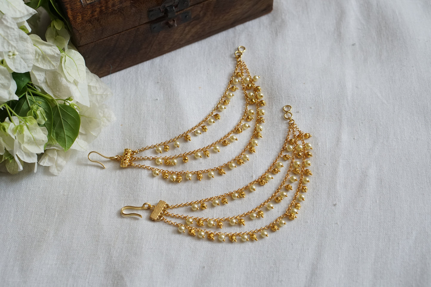 Beads 3 line Ear chain (9-227)(N)