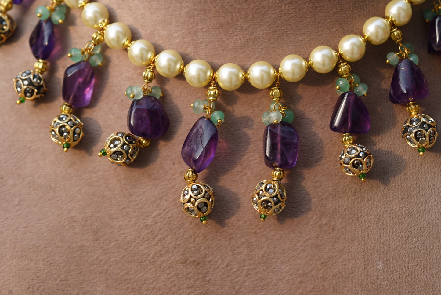 Kundan Beads necklace set (4-6705)(N) - JEWELSTYLE
