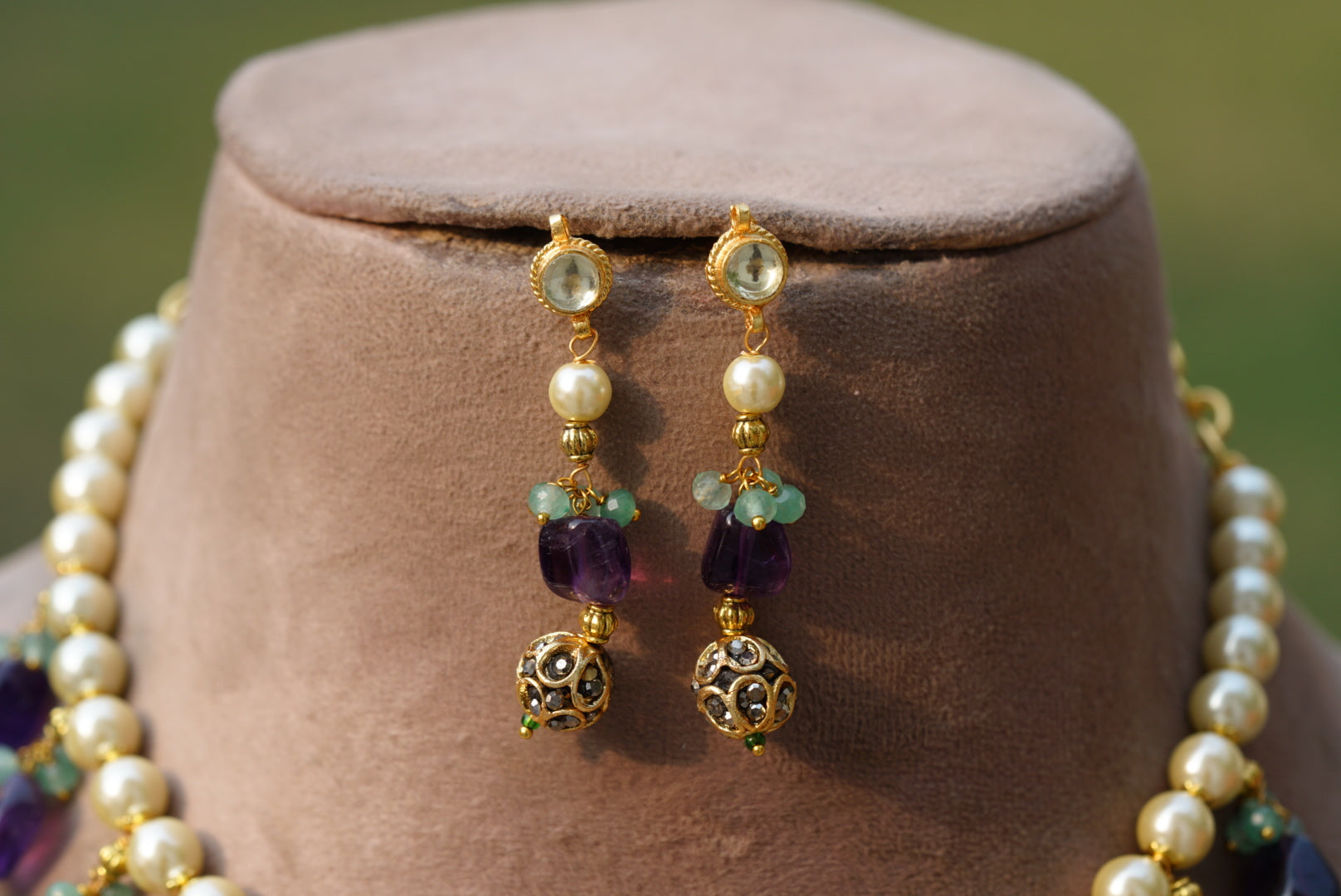 Kundan Beads necklace set (4-6705)(N) - JEWELSTYLE