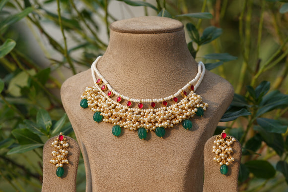 Kundan Beads necklace set (4-6712)(N)