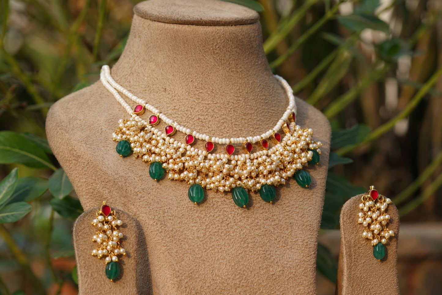 Kundan Beads necklace set (4-6712)(N)