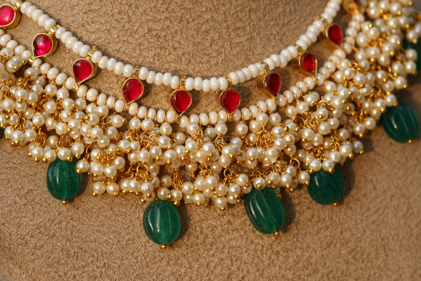 Kundan Beads necklace set (4-6712)(N)