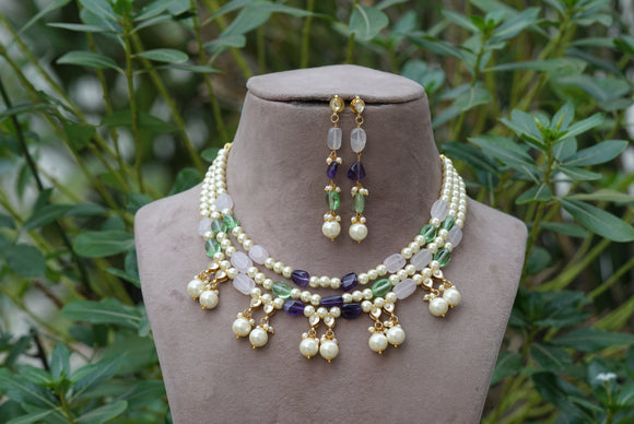 Kundan pendant necklace set (4-6301)(R)(OFFER PIECES)