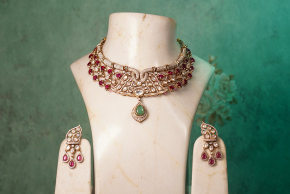 Polki Necklace Set (4-8376)(B)