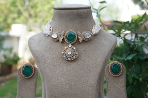 Green polki choker set (4-7893)(B)