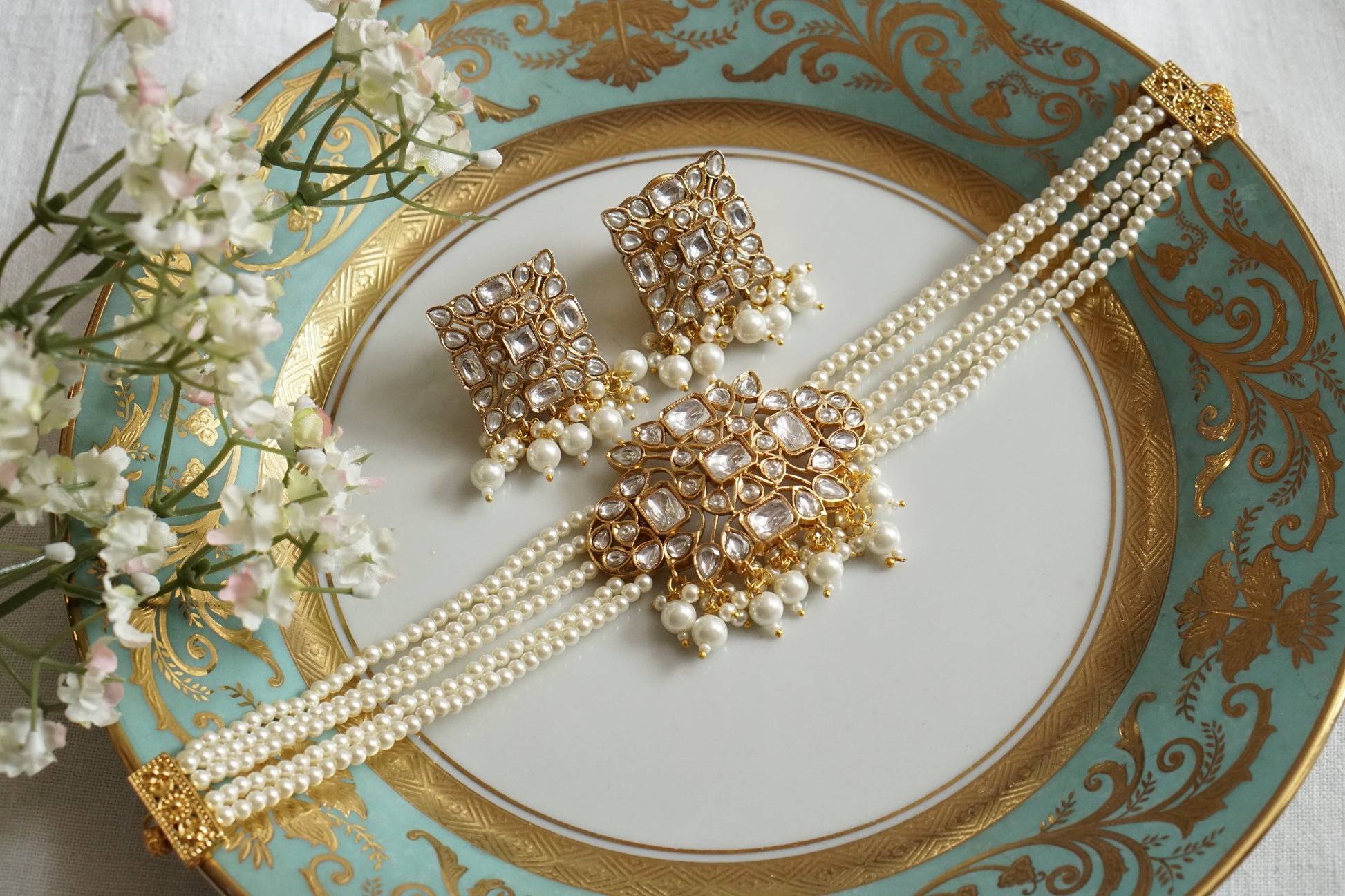 Polki Choker set (4-8759)(B) - JEWELSTYLE