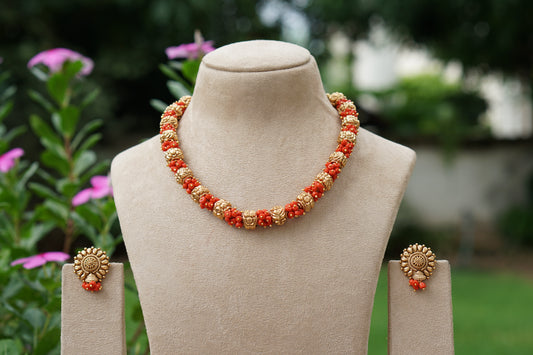 Coral Necklace set (4-9256)(AK)