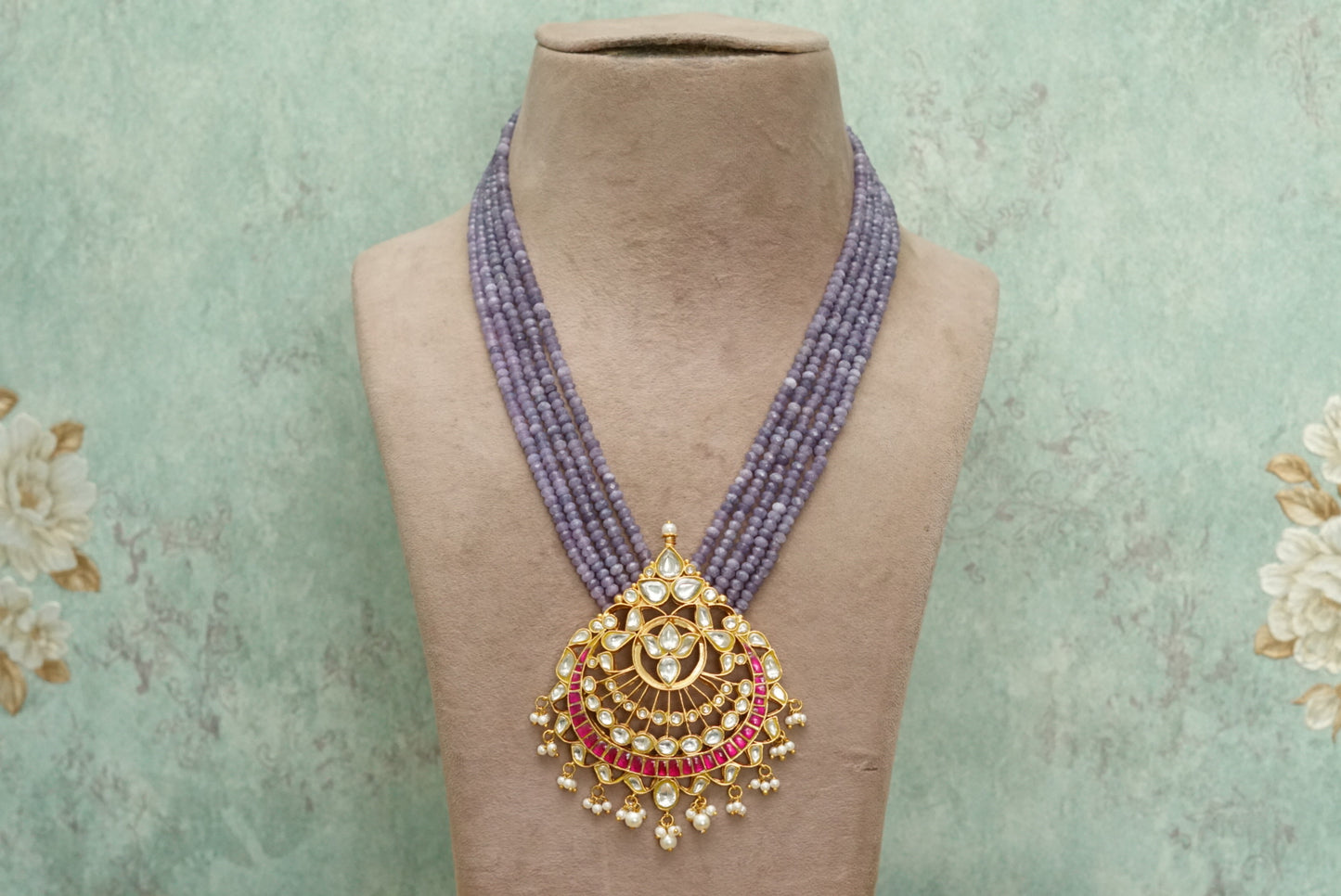 Kundan pendant necklace (4-7082)(R)(PREORDER)