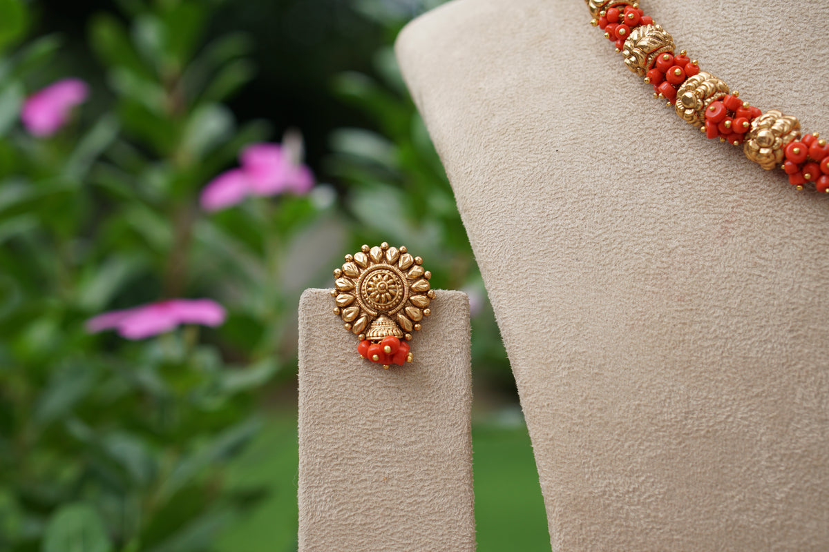 Coral Necklace set (4-9256)(AK)
