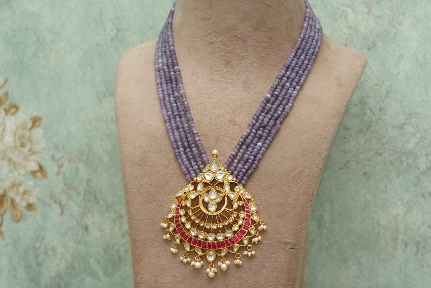Kundan pendant necklace (4-7082)(R)(PREORDER)