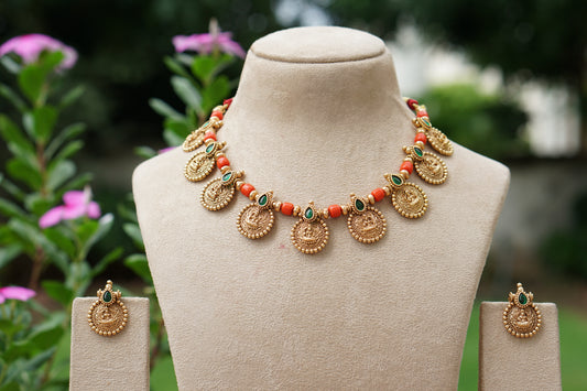 Coral Necklace set (4-9257)(AK)