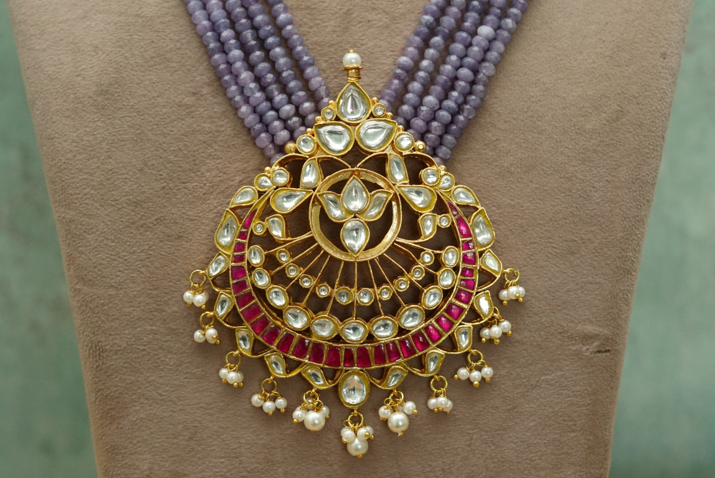Kundan pendant necklace (4-7082)(R)(PREORDER)