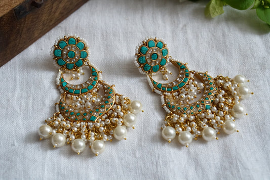 Turquoise chandbali earrings (1-3770)(R)(preorder) - JEWELSTYLE