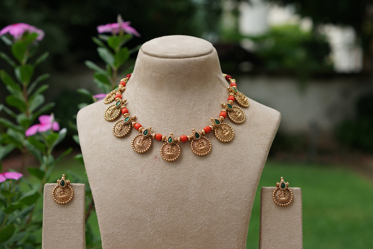 Coral Necklace set (4-9257)(AK)