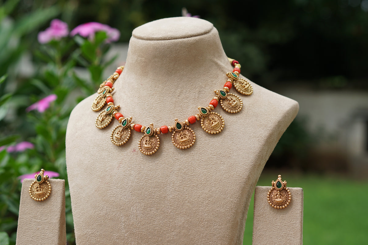 Coral Necklace set (4-9257)(AK)