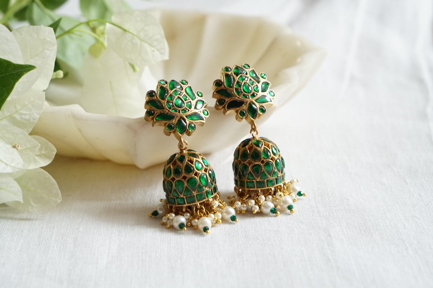 Green Stone Kundan Jhumki (1-5468)(K)