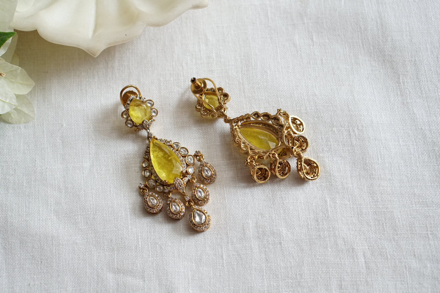 Yellow Stone Polki Earrings (1-5470)(J)